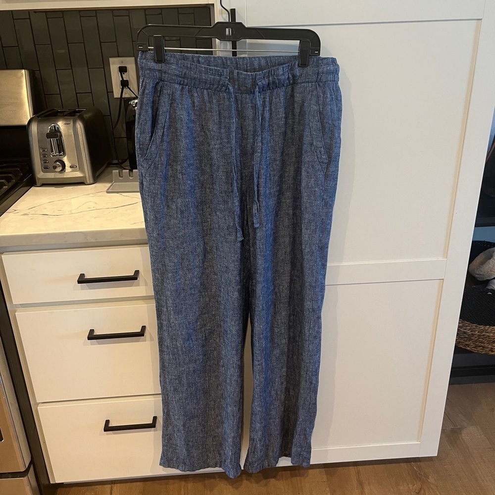 Linen Blend Wide Leg Pants